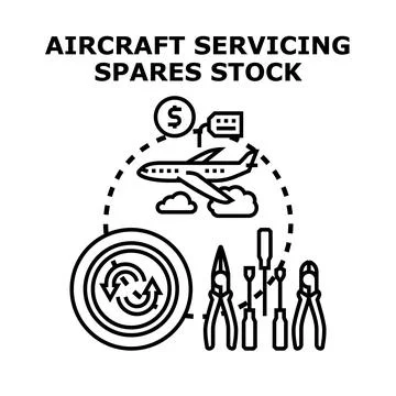 Aircraft servicing spares stock vector illustration concept Stock Illustration