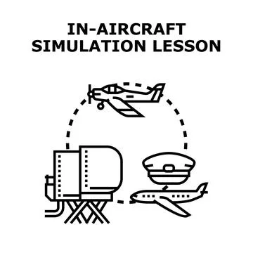 Aircraft simulation lesson developing aviation pilot skills Stock Illustration