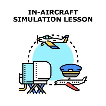 Aircraft simulation lesson developing aviation pilot skills Stock Illustration