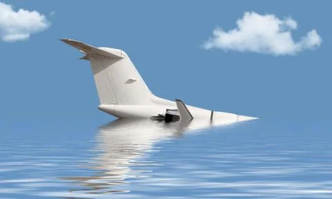 Aircraft sinking in the ocean Stock Photos