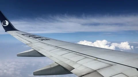 Aircraft in the sky from passenger's view Stock Footage 157215423