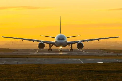 Aircraft at sunset 스톡 사진