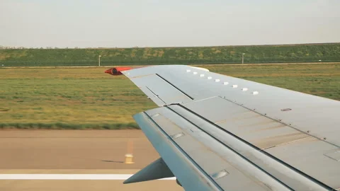 Aircraft takeoff, view from the window Stock Footage 90221270