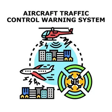 Aircraft traffic control warning system future technology Stock Illustration