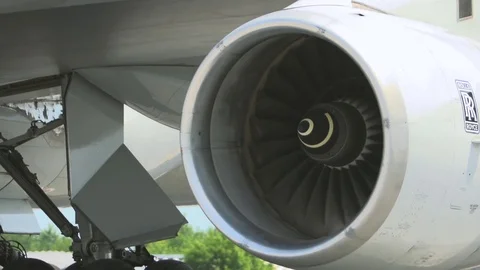 Aircraft turbine engine at work Stock Footage 78338477