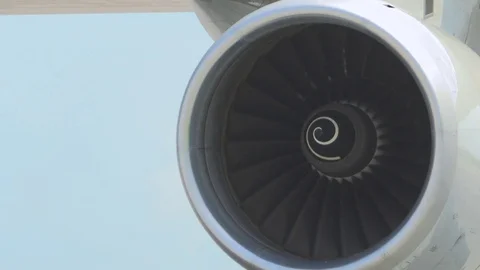 Aircraft turbine engine at work Stock Footage 78338751