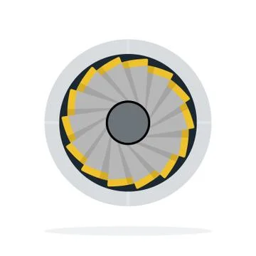 Aircraft turbine vector flat material design isolated object on white background Stock Illustration