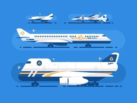 Aircraft types set Illustrazione stock