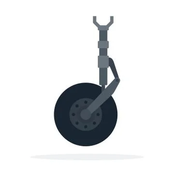 Aircraft undercarriage vector flat material design isolated object on white Stock Illustration