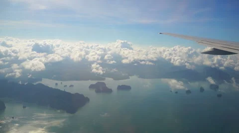 Aircraft view on sea from the window Stock Footage 43575479