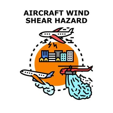 Aircraft wind shear hazard causing aviation danger Stock Illustration