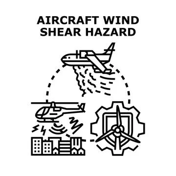 Aircraft wind shear hazard causing aviation safety concerns Stock Illustration