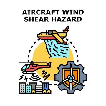 Aircraft wind shear hazard causing aviation safety concerns Stock Illustration