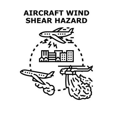 Aircraft wind shear hazard causing aviation danger Stock Illustration