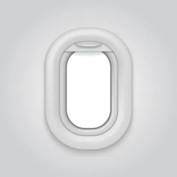 Aircraft window. Airplane realictic vector open illuminator. Plane porthole Stockillustratie