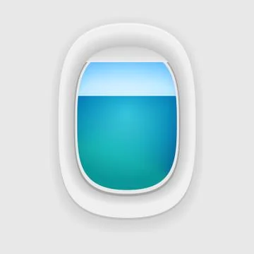 Aircraft window with a sea view Stock Illustration