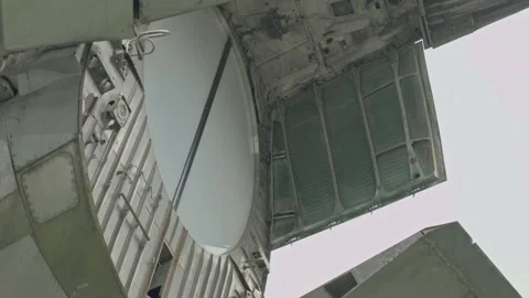 Aircraft wing and fuselage structure detail in slow motion Vídeo Stock 337382694