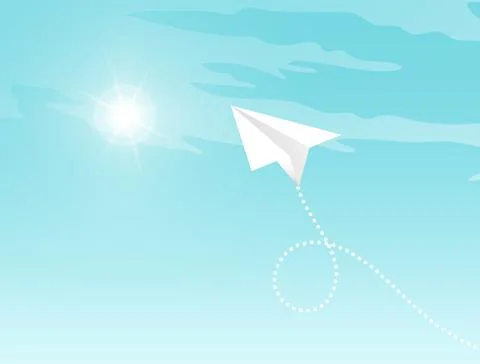 Aircrafts fly between clouds and light in sky. Pattern mockup design with white Stock Illustration