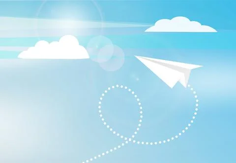 Aircrafts fly between clouds and light in sky. Pattern mockup design with white Illustrazione stock