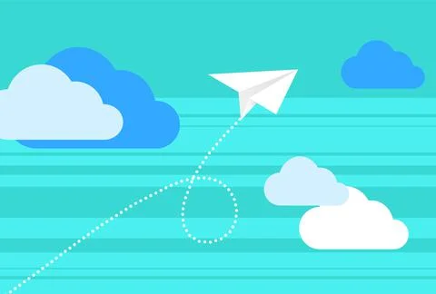 Aircrafts fly between clouds and light in sky. Pattern mockup design with white 스톡 일러스트