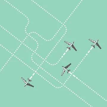 Aircrafts tracking. Flat illustration. Stock Illustration