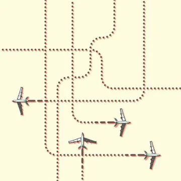 Aircrafts tracking. Flat illustration. Stock Illustration
