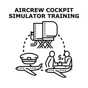 Aircrew cockpit simulator training for flight aviation Stock Illustration