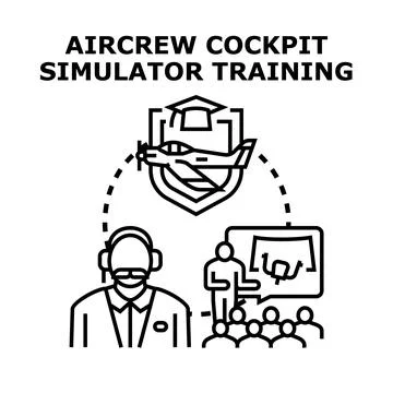 Aircrew cockpit simulator training process and education Stock Illustration