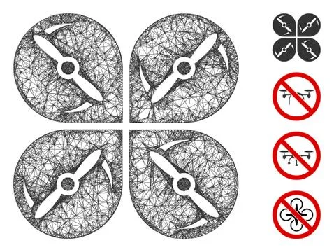 Airdrone Screws Rotation Web Vector Mesh Illustration 库存插图
