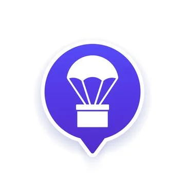 Airdrop vector icon with parachute and box Illustration