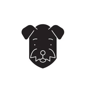 Airedale  black vector concept icon. Airedale  flat illustration, sign Stock Illustration