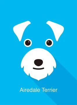 Airedale Terrier dog face flat icon design, vector illustration Stock Illustration