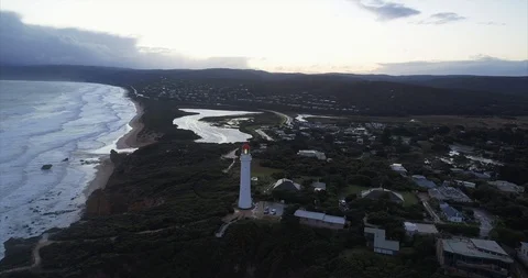 Aireys Inlet Split Point Lighthouse Great Ocean Road Victoria Australia Stock Footage 91707999