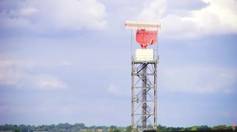 Airfield Radar Dish Stock Footage 66027418