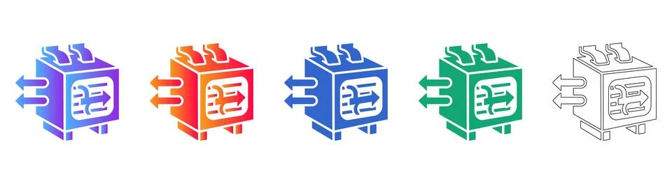 Airflow Directional Cube System Icon Set Stock Illustration