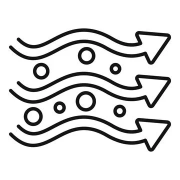 Airflow moving with arrows and particles icon Stock Illustration