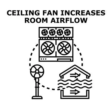 Airflow system providing room ventilation and climate control Stock Illustration