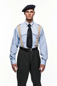 Airforce uniform fashion man against white background. Stock Photos