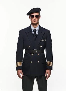 Airforce uniform fashion man against white background. Stock Photos