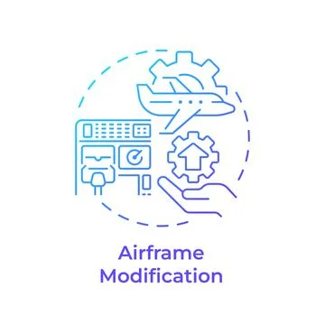 Airframe modification blue gradient concept icon Stock Illustration