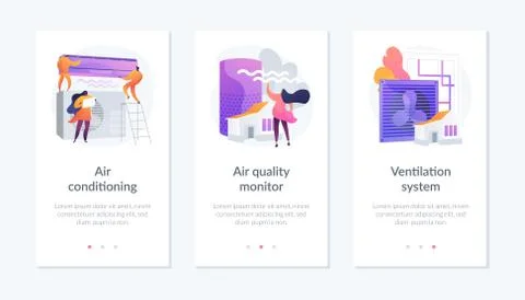 Airing system cleaning app interface template. Illustrazione stock