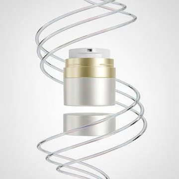 Airless cream pump bottle mockup, round shape skincare packaging Stock Illustration