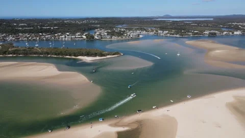 Airlie Beach Drone Shot Of City And Sand Banks Stock Footage 261548853