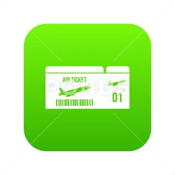 Airline boarding pass icon digital green Stock Illustration