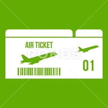 Airline boarding pass icon green Stock Illustration