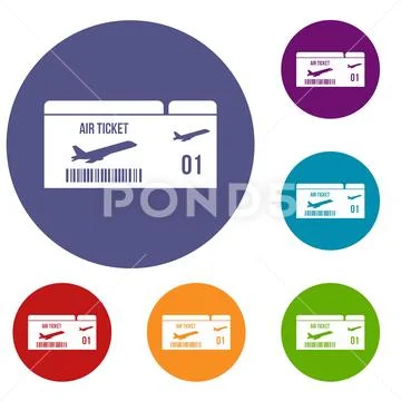 Airline boarding pass icons set Stock Illustration