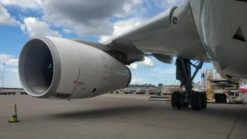 Airline, cargo offloading operation Stock Photos