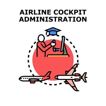 Airline cockpit administration concept educating pilot profession Stock Illustration