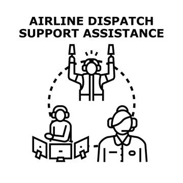 Airline dispatch support team providing aviation assistance 스톡 일러스트