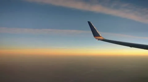 Airline Dusk Wing View 스톡 동영상 20473235